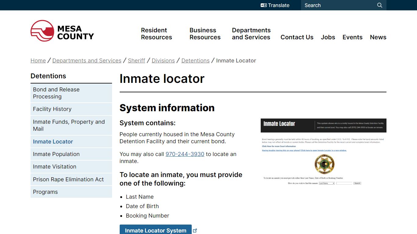 Inmate locator | Mesa County - Mesa County, Colorado